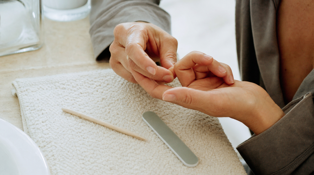 Getting the nail plate ready, not just tidy