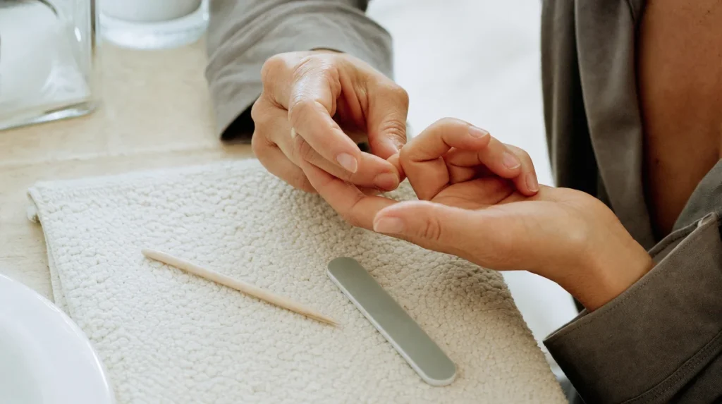 Getting the nail plate ready, not just tidy